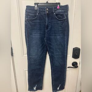 Women’s Kancan Dark Denim Double Button Distressed Ankle size 13